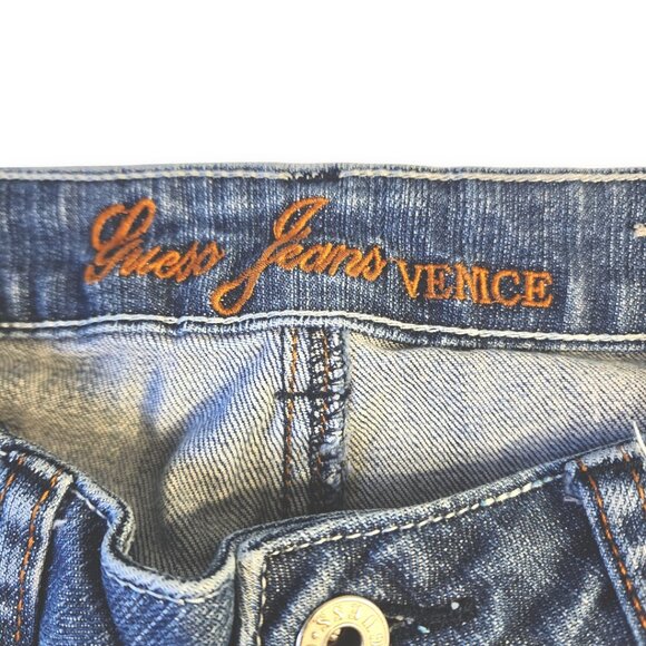 GUESS  Venice Flare Jeans Women 24 W x 31 L- Low Rise Retro Boot Cut Blue Denim - Picture 6 of 13